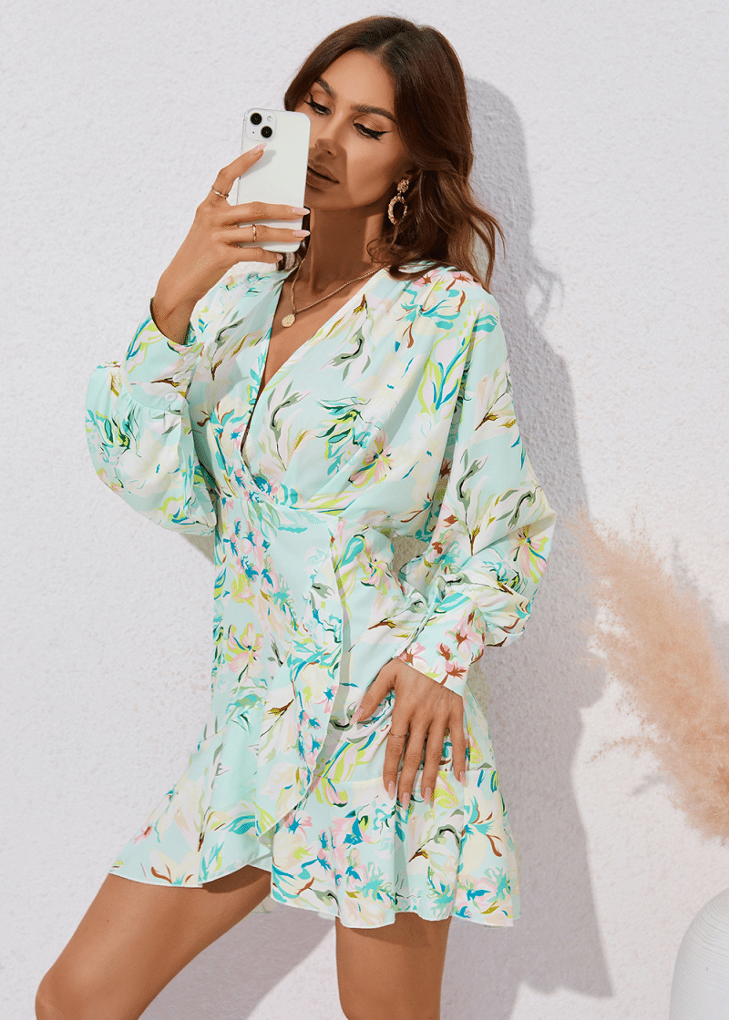 Floral Printed Short Dress - Image 3