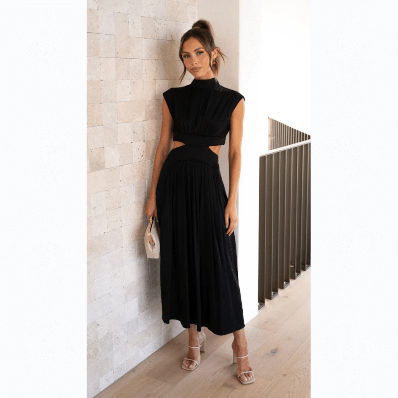 Stand Collar Cut Out Dress - Image 5