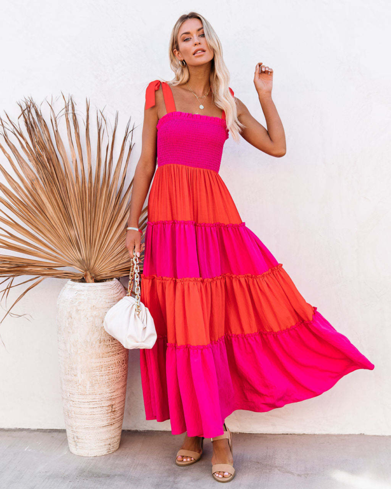 Color Block Creased Slip Dress - Image 3