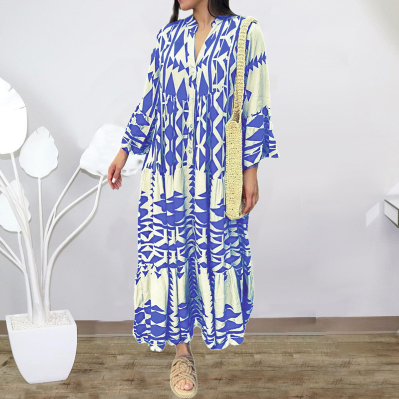 Geometry Print Boho Shirt Dress - Image 3