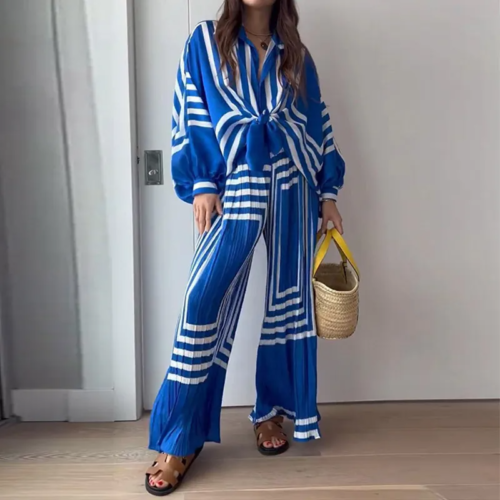 Stripe Print Creased Co Ord