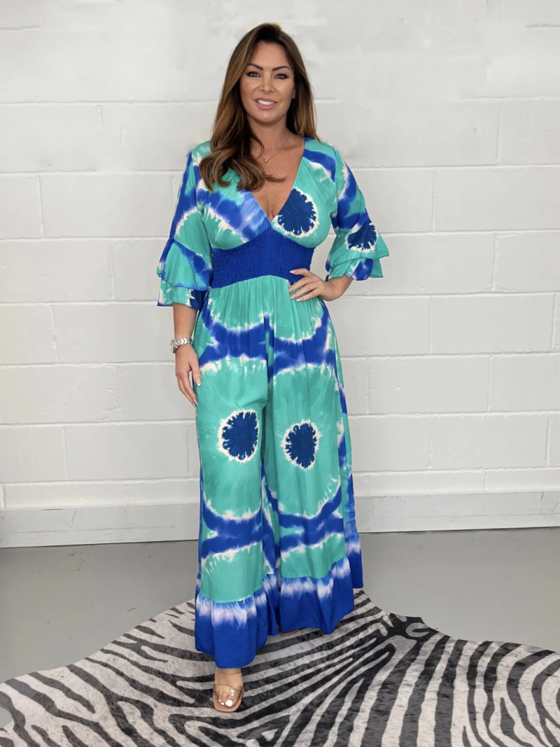 Tie Dye Horn Sleeve Jumpsuit - Image 2