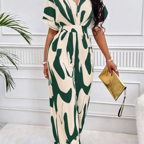 Geometry Print Wide Leg Jumpsuit