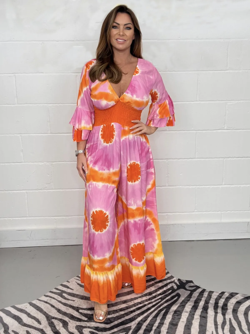 Tie Dye Horn Sleeve Jumpsuit - Image 4