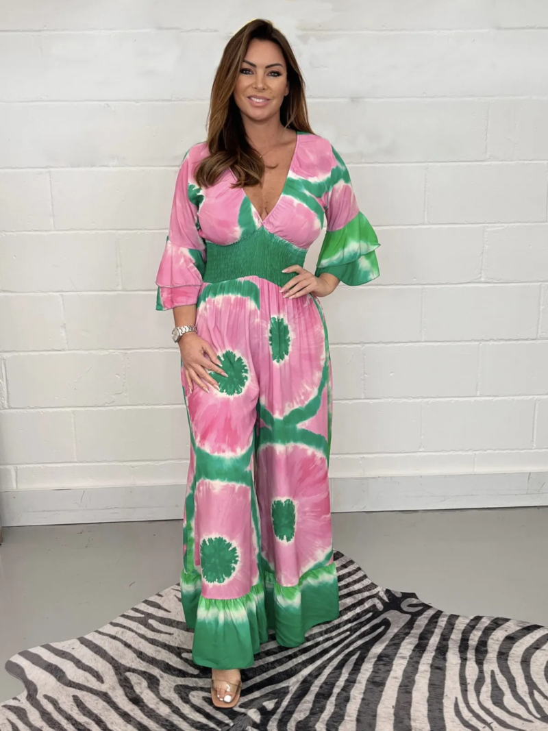Tie Dye Horn Sleeve Jumpsuit - Image 3